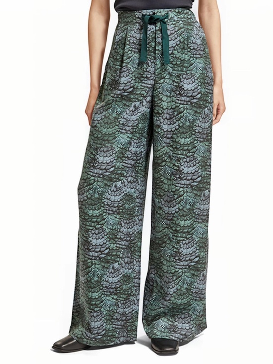 Scotch & Soda Pants - Scotch & Soda “Dance All Night” Eleni Wide Leg Pants Green Print Size S / 30
